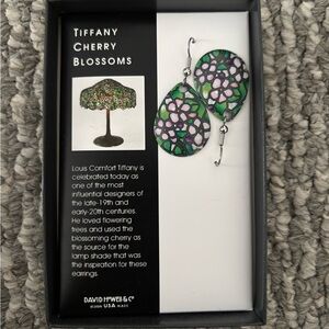 Tiffany Cherry Blossoms Green and Pink Floral Earrings. Brand New.